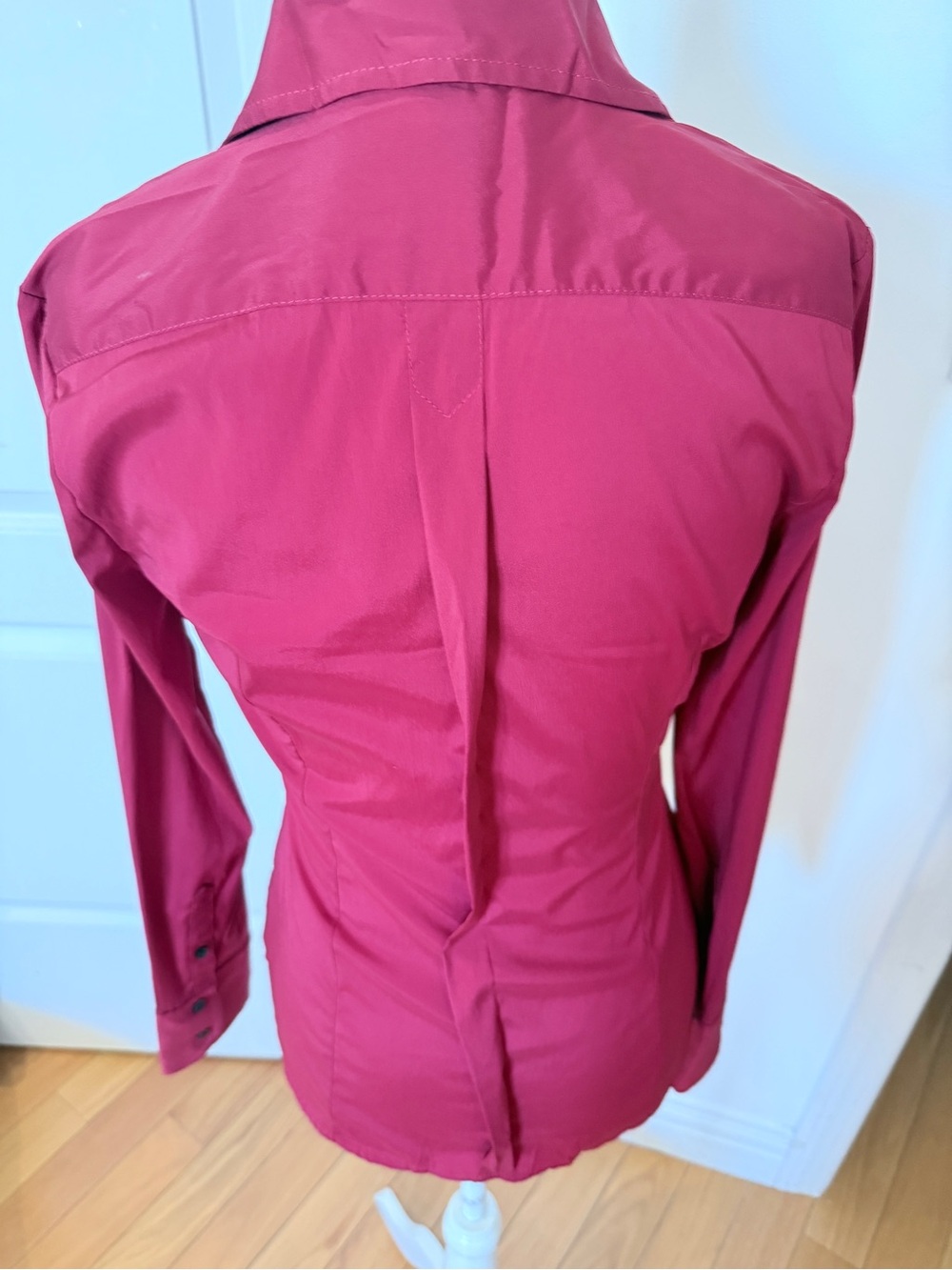 Express Red Ruffle-Trim Button Down Blouse - Picture 5 of 10